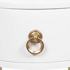 Kate and Laurel Decklyn Decorative Glam Round Side Table, 14 x 14 x 24, White and Gold, Modern Circle Living Room Table with Pull Drawer for Useful Storage