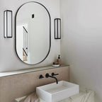 ANDY STAR Black Mirror Vanity, 24x36’’ Oval Mirrors for Bathroom, Black Oval Mirror, Pill Shaped Mirror, Vanity Mirrors Stainless Steel Metal Frame Wall-Mounted Ideal for Bathroom