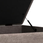 SIMPLIHOME Owen 40 inch Wide Mid Century Modern Square XL Coffee Table Storage Ottoman in Distressed Grey Taupe Vegan Faux Leather, Assembled, for The Living Room, Entryway and Family Room