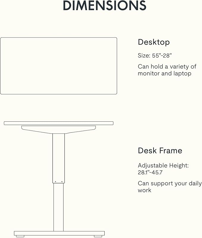 FLEXISPOT EN1 Bamboo Standing Desk, 55 x 28 Inches Whole-Piece Electric Height Adjustable Desk (Black Frame + Bamboo Top, 2 Packages)