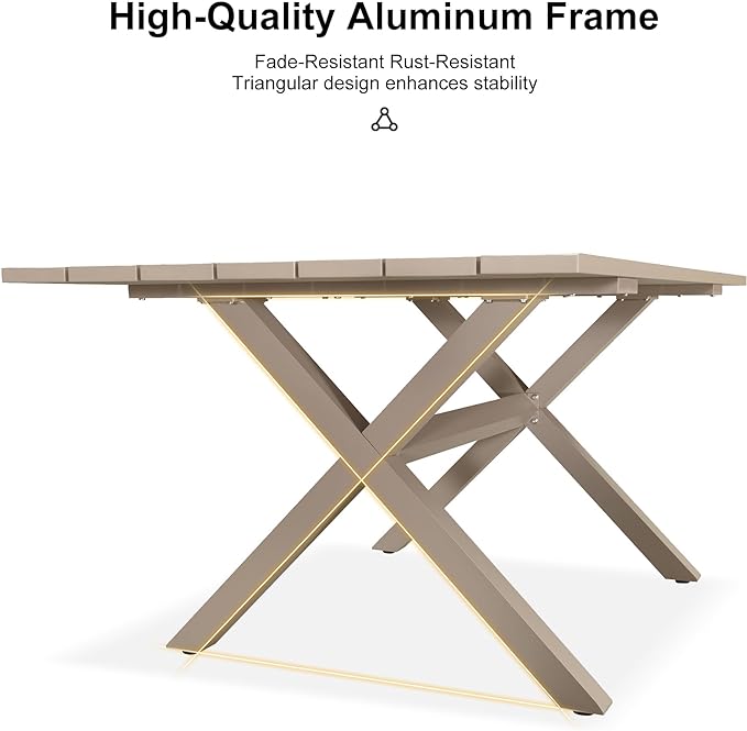 PURPLE LEAF 5 Pieces Patio Dining Set with Outdoor Aluminium Dining Table and Woven Chairs Modern Metal Furniture Cushions Sets for Garden Yard Indoor Decor Kitchen Champagne
