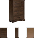 Signature Design by Ashley Taffenbrook Farmhouse 5-Drawer Chest with Felt-Lined Top Drawer and Easy Glide for Bedroom, Dark Brown
