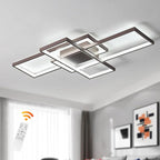 GEADI Modern Ceiling Light Fiture, Dimmable Led Flush Mount Ceiling Lamp with Remote Control,50W Square Close to Ceiling Lights for Bedroom Living Room Dining Room (35.4",Coffee, 3000K-6500K)