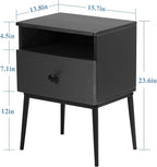 VECELO 2-Tier Nightstands Bedside Table with Storage Drawer and Open Wood Shelf, End Table for Living Room, Bedroom and Small Spaces, Night Stand with Metal Legs, Easy Assembly
