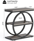 LITTLE TREE End Table, 3-Tier Side Table, Slim Sofa Side Table for Living Room, Tall Bedside Table Nightstand for Bedroom, Grey and Black