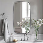 ANDY STAR Brushed Nickel Mirror, 24x32’’ Oval Mirror for Bathroom, Brushed Nickel Oblong Bathroom Mirror for Over Sink, Modern Anti Rust Silver Vanity Mirror