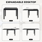 Grand patio 5-Piece Outdoor Dining Set for 4 with 1 Rectangle Expandable Table for 4-6 Person, Metal Woven Wicker Fixed Patio Chairs with Thickened Cushions for Yard, Poolside (Natural)