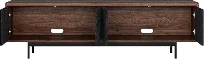 Henn&Hart Rectangular TV Stand for TV's up to 75" in Medium Walnut/Natural Black, for Home, Living Room, Bedroom, Entertainment Room, Office