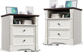 Yaamizz Farmhouse Nightstands Set of 2 with Charging Station, Table with Drawer and Storage Shelf, Wood Pilasters and Metal Handles, Vintage Design, Organizer for Bedroom, Hallway, White