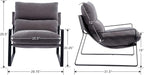 Mid-Century Accent Chair Set of 2, Comfy Linen Fabric Side Chair with Armrest, Upholstered Leisure Chair with Black Metal Frame for Living Room Bedroom Reception Room, Grey