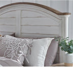 American Woodcrafters Meadowbrook White-Washed Wood Farmhouse Queen Size Arched Panel Headboard