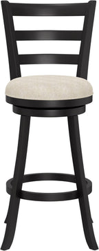 Hillsdale Laymon Modern Wood Swivel Stool with Upholstered Seat, Bar Height, Black