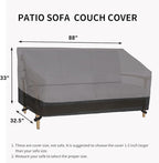 Easy-Going Waterproof Outdoor Couch Cover, Heavy Duty 3-Seater Patio Sofa Cover, Windproof Outdoor Furniture Cover with Air Vent （88Wx32.5Dx33H inch,Gray/Black