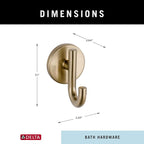 Delta Trinsic (1-Pack) Towel Hooks Champagne Bronze Single Bathroom Hooks Wall Mounted for Robes & Towels Hand Towel Hook Holder Kitchen, Bathroom Accessories