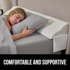 GORILLA GRIP Patent Pending Queen Bed Wedge Pillow Headboard Gap Filler, US Designed, Comfortable Supportive High Density Foam Pillows, Stay in Place Gripping Dots, Wedges Between Mattress, White