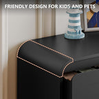 Black Dresser, Modern 6 Drawers Dressers & Chest of Drawers with Pre-installed Slide&Curved Profile Design, 47" Wide Wood Closet Clothes Storage Dressers Organizer for Bedroom Living Room Hallway