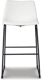 Signature Design by Ashley Centiar Urban Industrial 28.75" Pub Height Bucket Seat Barstool, 2 Count, White