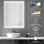 Awoco 48''x36'' LED Bathroom Mirror with Light, Lighted Vanity Mirror with Backlit and Front Light, Dimmable Anti-Fog Memory Function Lighted Mirror with 3 Colors for Bathroom Wall