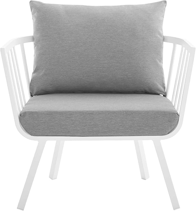 Modway Riverside Outdoor Furniture, Two Armchairs, White Gray