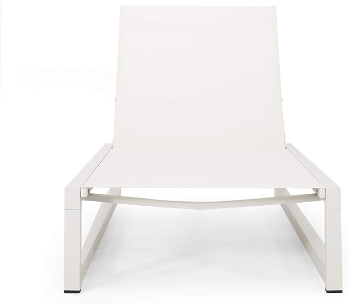 Christopher Knight Home Jerome Outdoor Aluminum Chaise Lounge with Mesh Seating (Set of 2), White