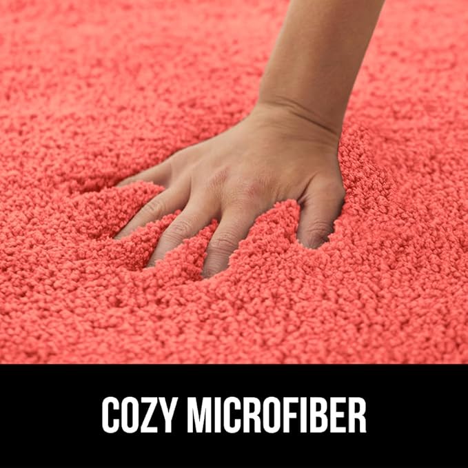 GORILLA GRIP Bathroom Rugs, 36x24, Ultra Soft Absorbent Mat, Thick Plush Bath Rug, Machine Washable, Microfiber Quick Dry, Mats for Shower, Bathtub and Floor, Home Decor Accessories, Coral