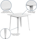 Flash Furniture Felix Commercial Grade 31.5" Square White Metal Indoor-Outdoor Table