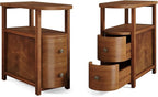 LITTLE TREE Solid Wood End Table Set 2 with 2 Drawers & Open Shelf, No Assembly Required Side Table for Living Room, Vintage Brown Couch Side Tables, Slim Bedside Table Nightstand for Bedroom