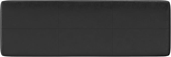 SIMPLIHOME Carlson 45-inch Wide Vegan Faux Leather Ottoman Bench in Distressed Black with Solid Wood Frame for Living Room, Entryway, or Bedroom