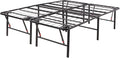 Amazon Basics Bed Frame with Storage, Foldable Metal Platform, Sturdy Steel, No Box Spring Needed, 18 Inches High, Tool-Free Setup, Queen Size, Black