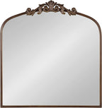 Kate and Laurel Arendahl Ornate Traditional Square Arched Mirror; 28 x 30; Bronze; Decorative Baroque Style Vintage Arch Mirror with Wide Frame and Ornamental Crown