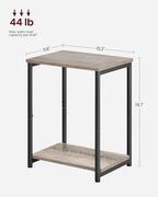 VASAGLE Side Tables Set of 2, Small End Table, Nightstand for Living Room, Bedroom, Office, Bathroom, Greige and Black ULET272B02