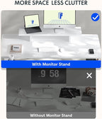 FLEXISPOT Standing Desk with Monitor Stand, 55 x 24 Inches One-Piece Electric Height Adjustable Computer Desk with Cup Holder, Home Office Desks (White Frame+ White Top)