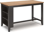Signature Design by Ashley Gesthaven Contemporary Counter Height Dining Table with 3 Shelves and Trestle Base, Light Brown & Dark Brown
