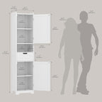 Tall Bathroom Storage Cabinet, 67" Narrow Storage Cabinet with Adjustable Shelves 2 Doors and 1 Drawers Modern Cabinet for Bathroom, Entryway, Living Room, Kitchen (White)