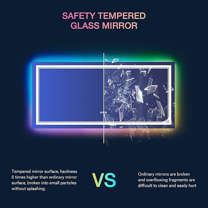 40x36 Inch RGB LED Bathroom Mirror with Lights, Color Changing RGB Backlit LED Mirror for Bathroom,Lighted Vanity Mirrors for Bathroom Wall, Dimmable, Anti-Fog (RGB Backlit+Front-Lit)