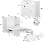 Twin Murphy Bed with Built-in Charging Station, Space-Saving Murphy Bed Chest Twin with Drawer, Foldable, for Home Office Guest Room Bedroom White