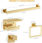 10 Pieces Brushed Gold Towel Bar Set Bathroom Hardware Accessories Set Upgraded Toilet Paper Holder Towel Holder/Racks Set for Bathroom Stainless Steel Wall Mounted 23.6in