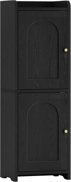 Bathroom Storage Cabinet, Corner Floor Cabinet with 2 Doors and Adjustable Shelf, Narrow Toilet Paper Cabinets, Bathroom Organizer for Small Spaces, 7.9" D x 9.8" W x 29.5" H Black