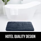 GORILLA GRIP Premium Luxury Bath Rug, 60x24, Absorbent, Soft, Thick Shag, Plush Bathroom Mat Rugs, Machine Washable, Microfiber Quick Dry, Mats for Shower, Bathtub and Floor Accessories, Indigo