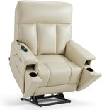 MCombo Heavy Duty Lift Chair for Elderly, Extra Wide Dual Motor Power Lift Recliner 450lbs with Hidden Cup Holders, USB Charging, Breathable Faux Leather R7777 (Cream White)