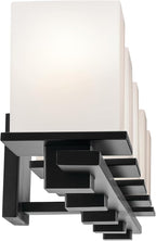 KICHLER Tully 40.25" 5-Light Vanity Light with Satin Etched Cased Opal Glass in Black for Over a Vanity, Soft Modern Style, (40.25" x 6.5" x 7"), 45193BK