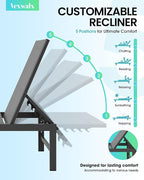 Outdoor Lounge Chairs for Pool, Aluminum Chaise Lounge Chairs with 5-Position Recliner, Patio Lounge Chair for Backyard, Poolside, Deck, Lawn