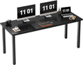 Need 63 Inch Large Computer Desk - Modern Simple Style Home Office Gaming Desk, Basic Writing Table for Study Student, Black Metal Frame, Black