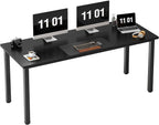Need 63 Inch Large Computer Desk - Modern Simple Style Home Office Gaming Desk, Basic Writing Table for Study Student, Black Metal Frame, Black