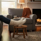 CONSDAN 9-Inch Round Step Stool for Adults & Kids, USA Grown Solid Oak Hardwood Ottoman, Sturdy Small Foot Stool for Kitchen, Bedside, Nursery, Shoe Changing, Plant Stand, Fully Assembled (Chocolate)