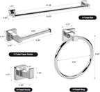 5 Pieces Polished Chrome Bathroom Hardware Accessories Set,Stainless Steel 23.6" Hand Towel Bar Set, Toilet Paper Holder, Towel Ring ，Towel Rack Set Silver