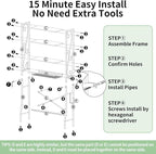 Over-The-Toilet Storage Rack 4-Tier,Bathroom Organizer Shelf Over Toilet,Adjustable Wooden Shelves and Basket,Freestanding Above Toilet Shelf,Space Saver for Rooms(Black Rack-Black Shelves)