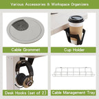 Radlove 63-Inch Large Electric Height Adjustable Computer L-Shaped Desk with Memory Controller Corner Standing Desk Modern Workstation with Splice Board Ergonomic Desk (White Frame + Oak Top)