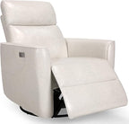 Homdox Power Recliner Chair Swivel Glider with Massage and Heat, Oversized Swivel Rocker Chair, Living Room Nursery Reclining Chair with USB, Faux Leather, for Small Spaces, Ivory