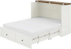 Full Murphy Bed with 6" Tri-Fold Memory Foam Mattress, Storage Drawer & Charging Station, Space-Saving Design for Home Office or Guest Room, White